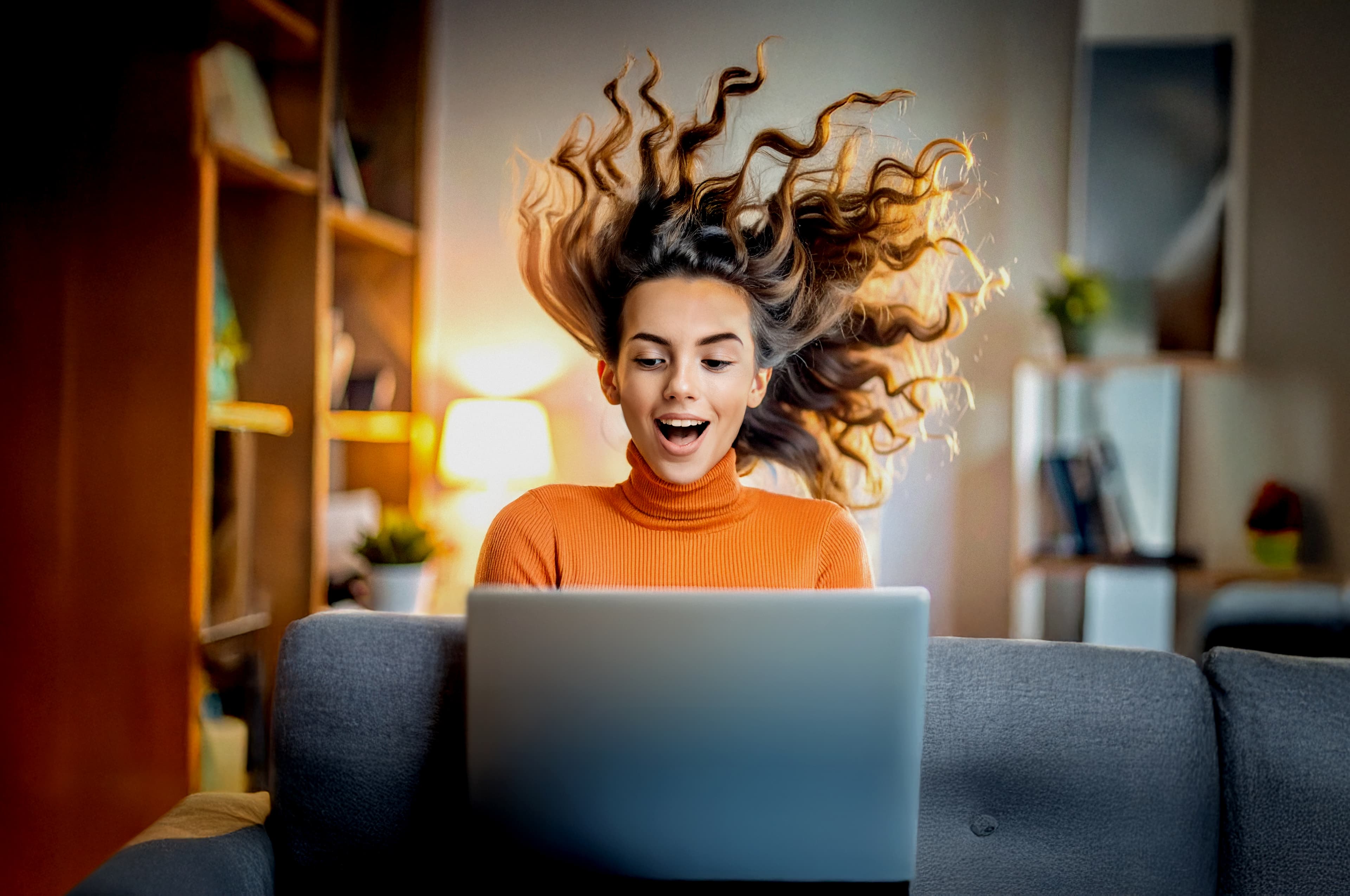 Person using laptop with built-in security features